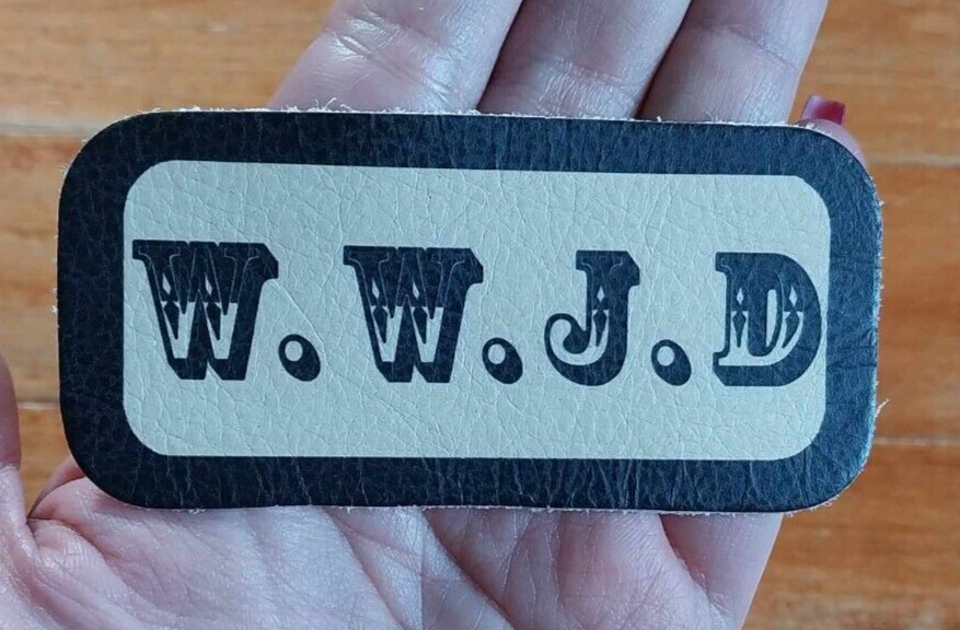 All Leather - W.W.J.D. ~ Motorcycle Jacket Vest Hat Sew On BIKER Patch WWJD