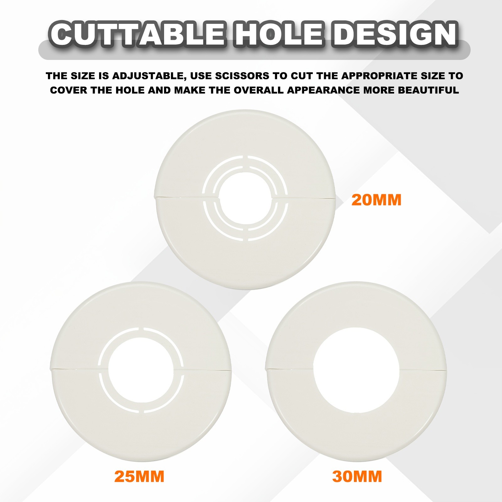 4pcs Wall Split Flange 1.18" Plastic Round Split Flange Pipe Cover, White