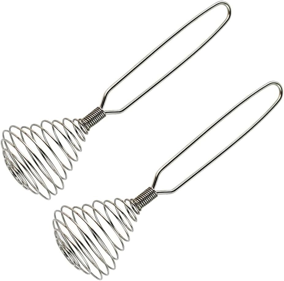 Stainless Steel Spring Coil Whisk Set 2 Pack, Wire Whip Egg Beater, Kitchen