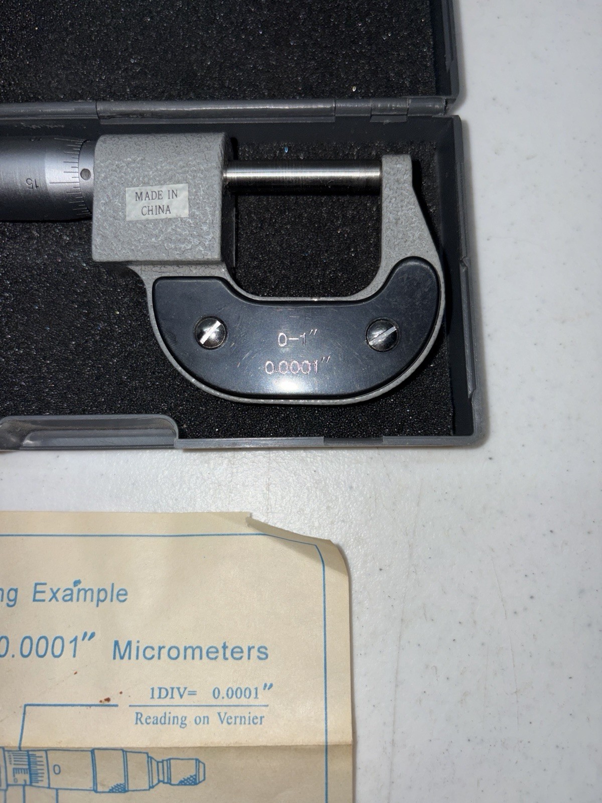 0-1" Precision outside Micrometer 0.0001" in case