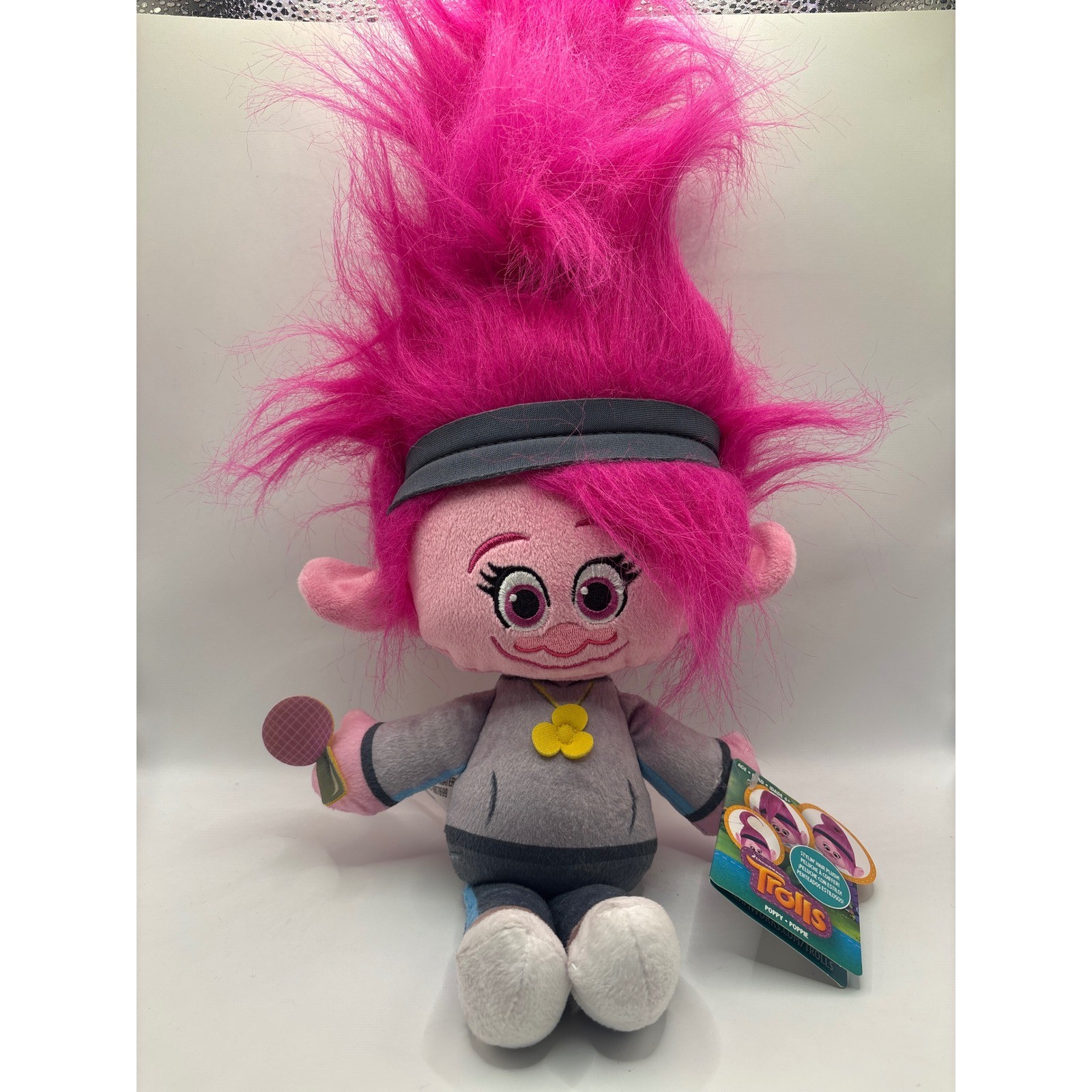 DreamWorks Trolls Poppy Stylin Hair Plush Hasbro Pink Hair Doll E2878 NWT
