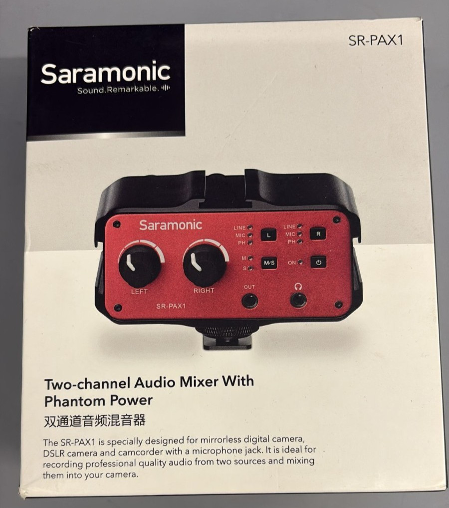 Saramonic SR-PAX1 Two-Channel Camera Audio Mixer With XLR 1/4" & 1/8" Inputs NEW