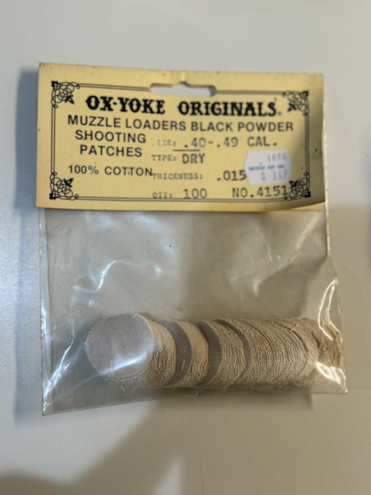 VINTAGE OX-Yoke Originals Muzzle Loader Patches Dry