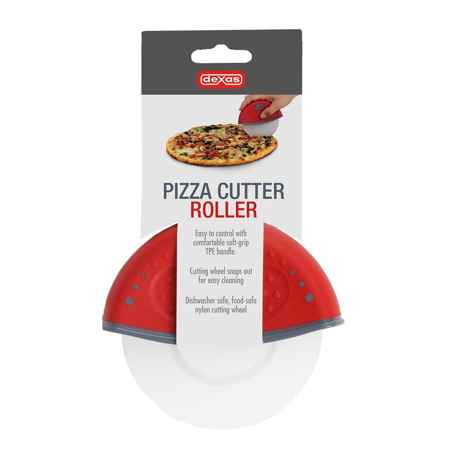 DEXAS One-Handed, Handheld Rolling Pizza Cutter, Red: Effortless Precision wi...