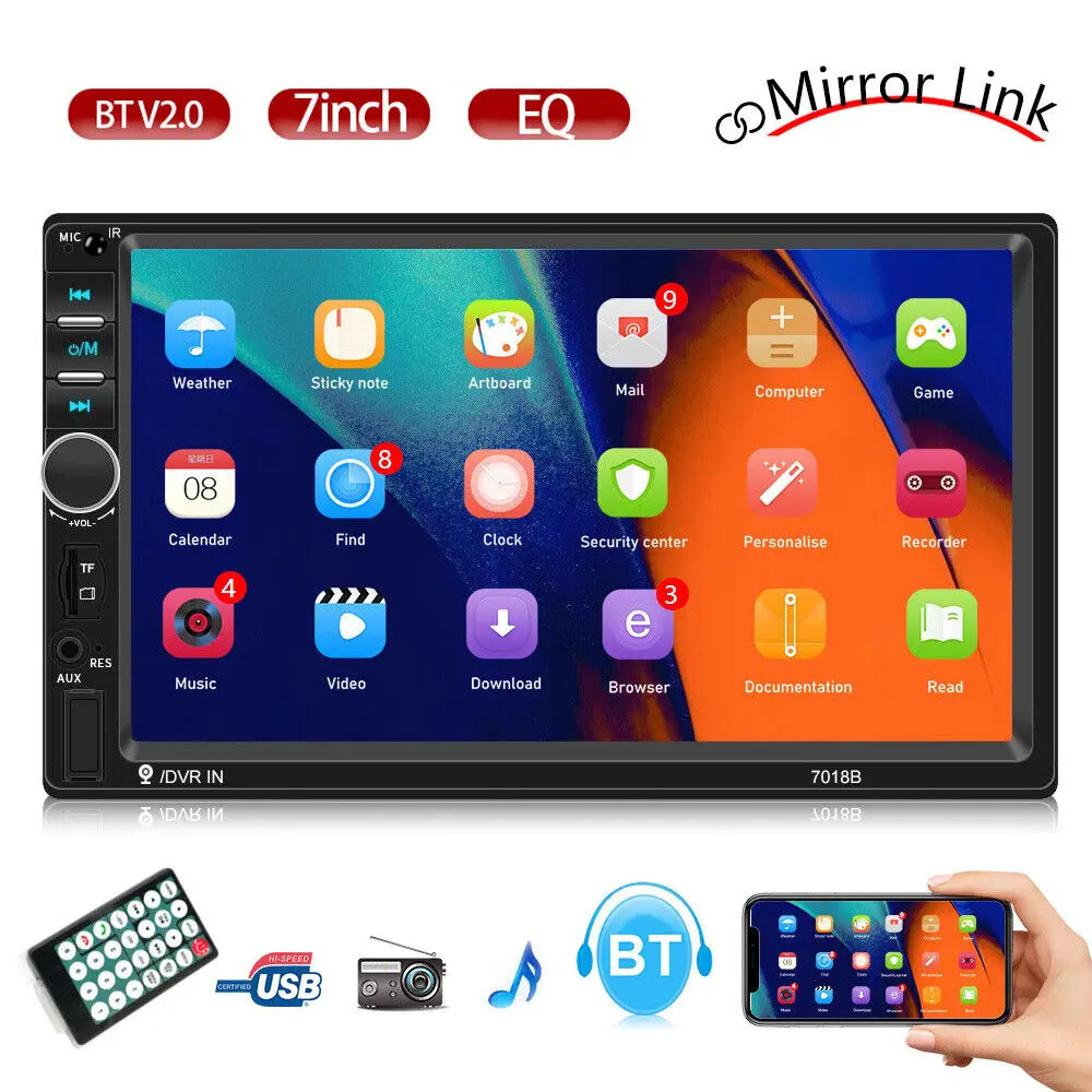 7" Double 2Din Car Stereo Radio Touch Screen Bluetooth FM Mirror link MP5 Player