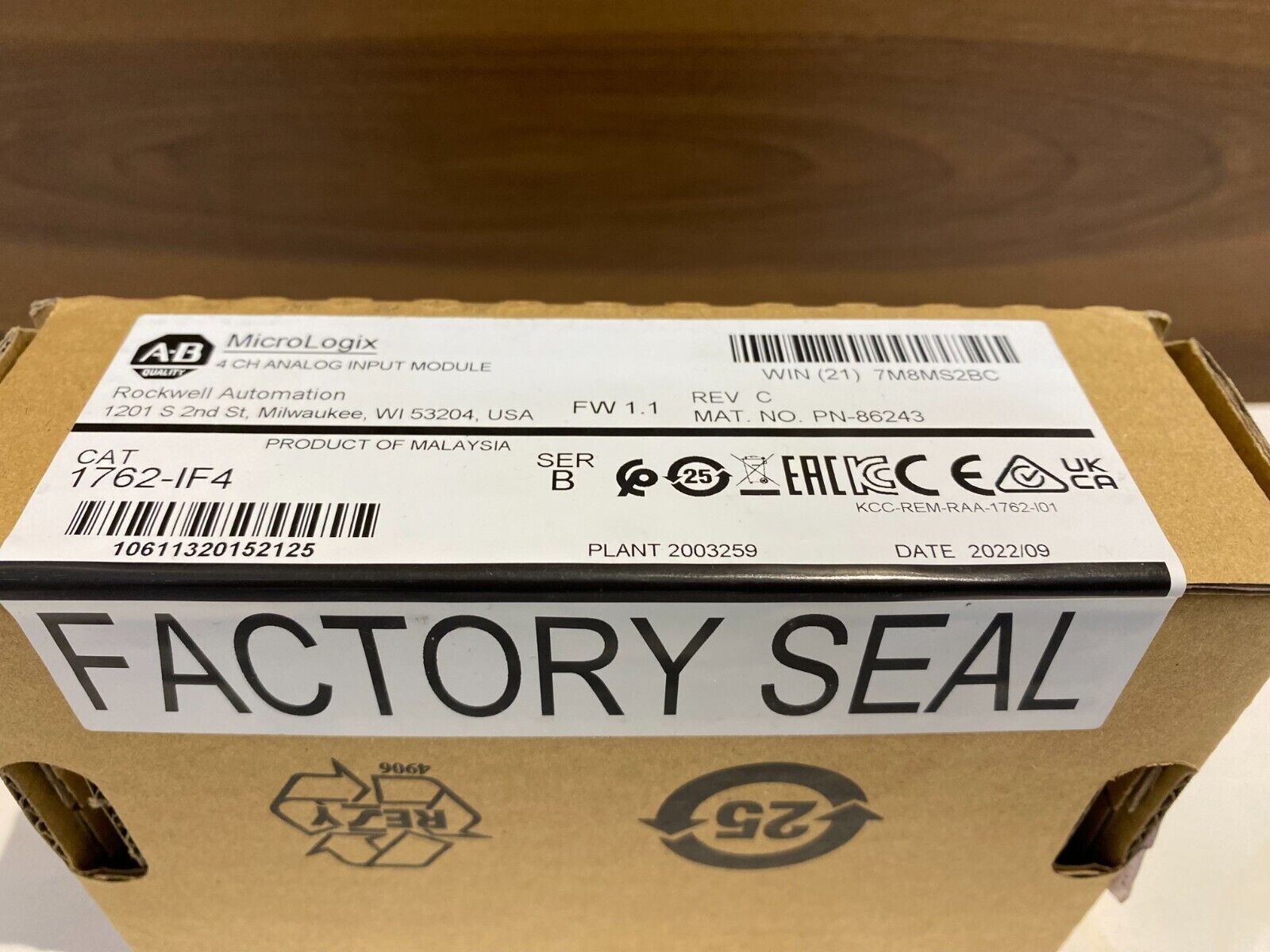 AB 1762-IF4 MicroLogix 4 CH Analog Input Module New Factory Sealed US