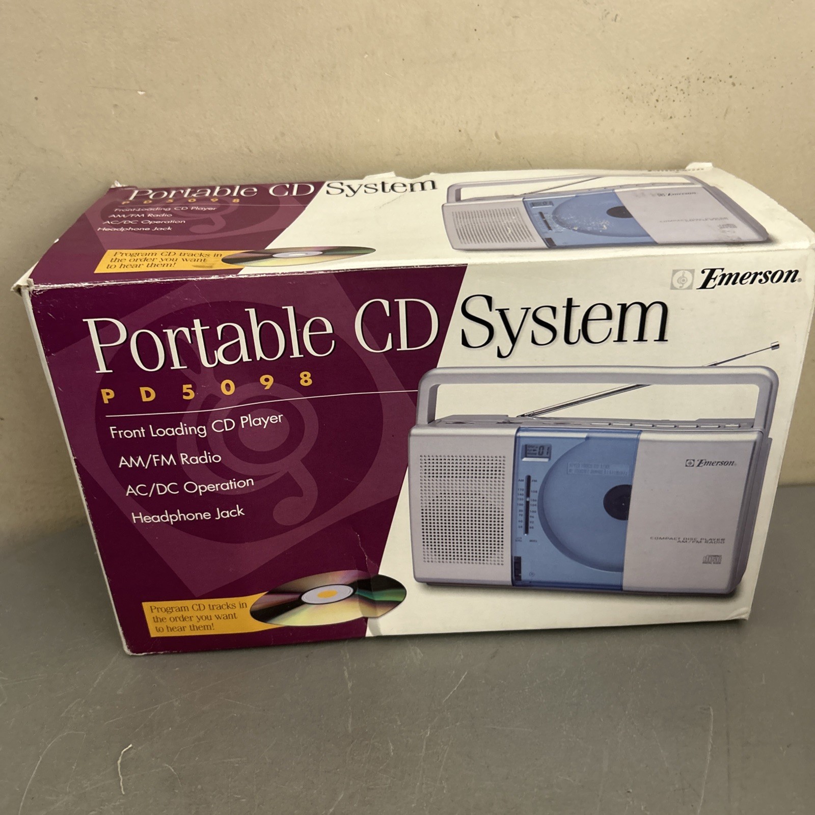Emerson PD5098 Portable CD Player AM/FM Radio Boombox ( CD DOES NOT WORK)
