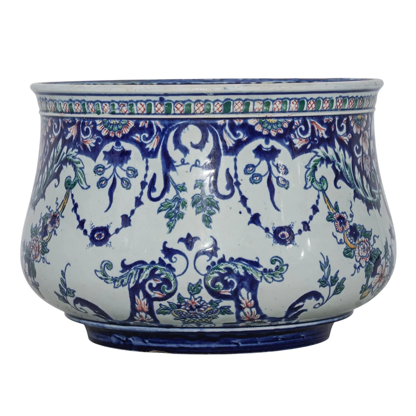 19th Cent. French Faience Cache Pot