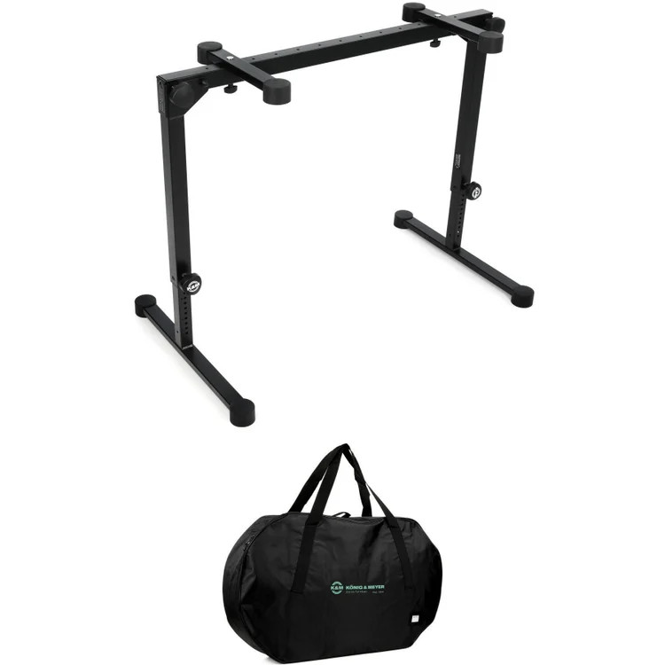 K&M 18820 Omega Pro Keyboard Stand with Carrying Case - Black