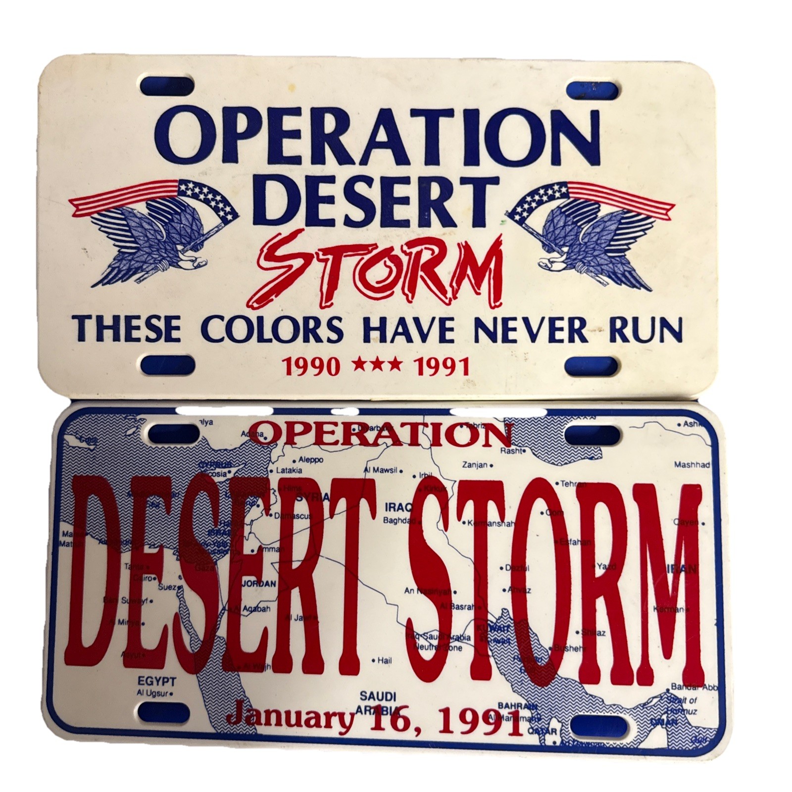 Operation Desert Storm Novelty License Plates 1990 1991 Gulf War Military 2 Pair