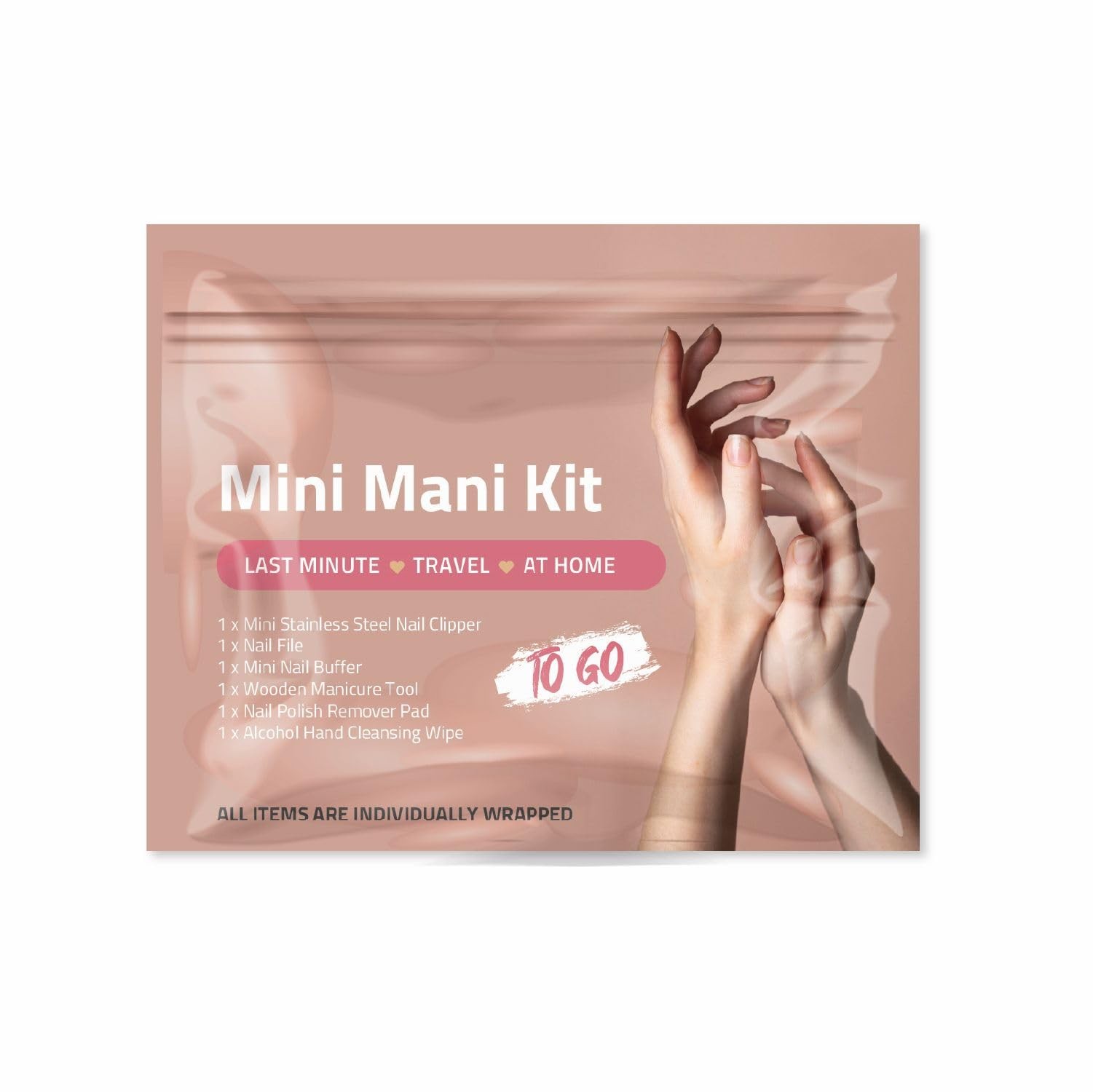 Mini Mani Kit – Disposable Manicure Set with Nail 1 Count (Pack of 1), Peach