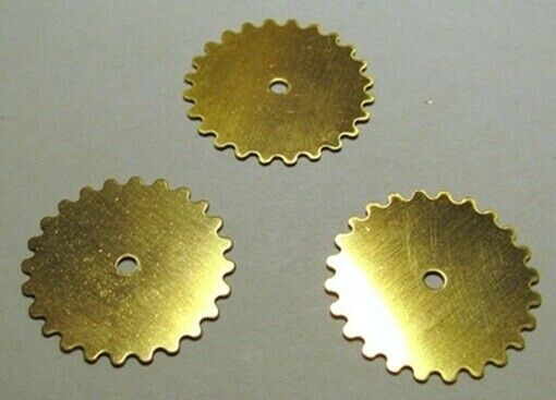 Lot 12 Raw BRASS Watch GEARS~ 25mm  1" ~ SteamPunk ~ Solid  w/ center hole USA