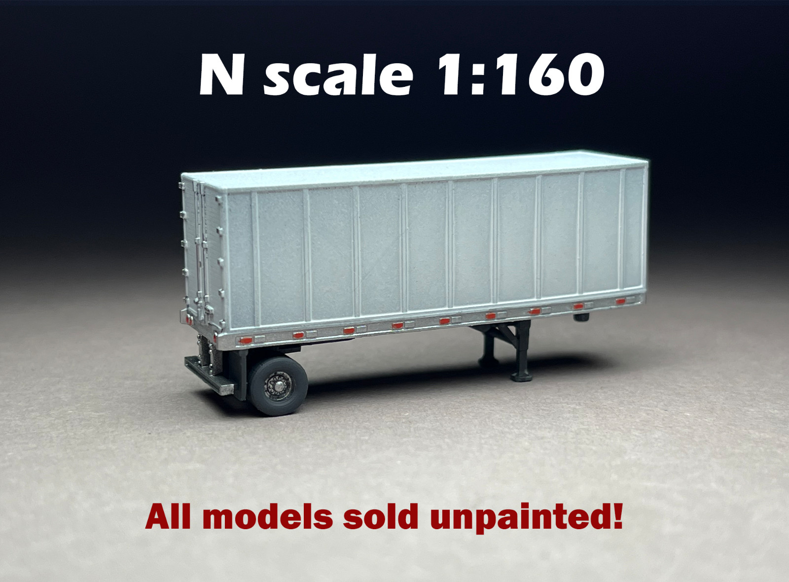 N Scale (1:160) LTL 28 foot city box trailer (no truck) - UNPAINTED, NOT A  TOY!