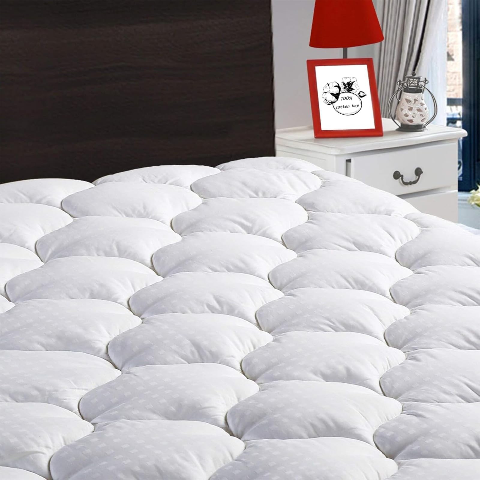LEISURE TOWN Olympic Queen Mattress Pad Cover Super Queen, White