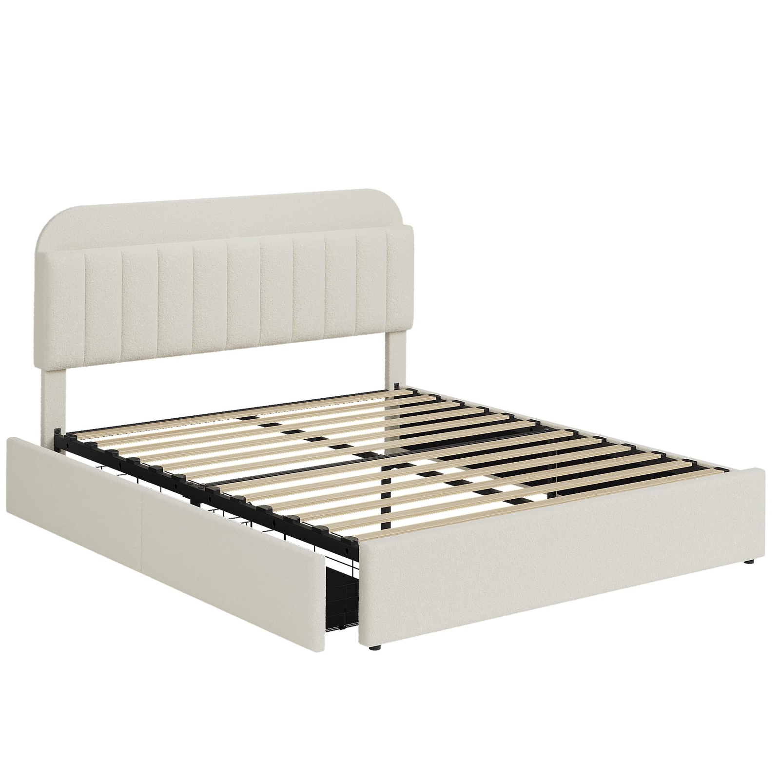 Queen/Full/Twin Size Bed Frame Headboard Platform Bed Frame w/ 2 Drawers Modern
