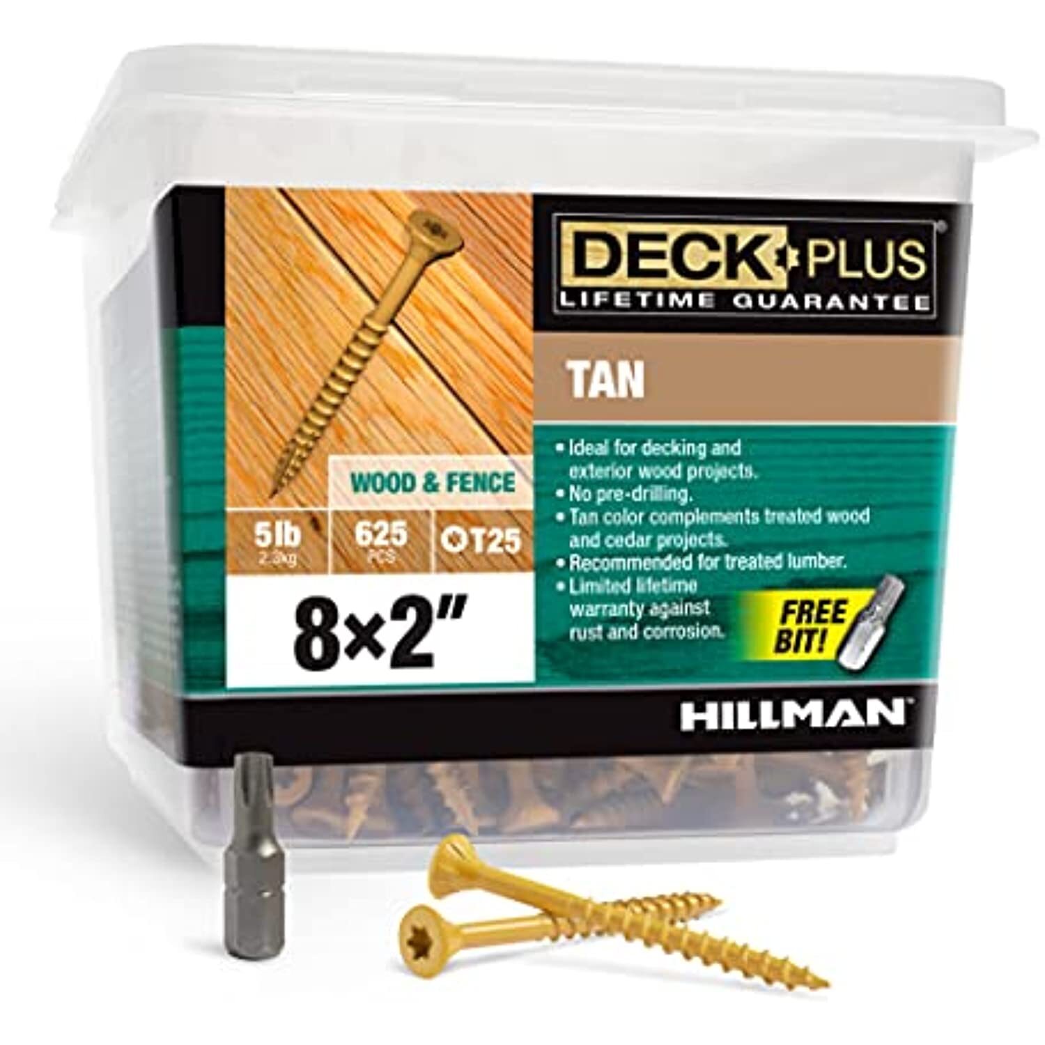 Deck Plus 48414 Wood Screws #8 x 2", Tan, 5lb Box