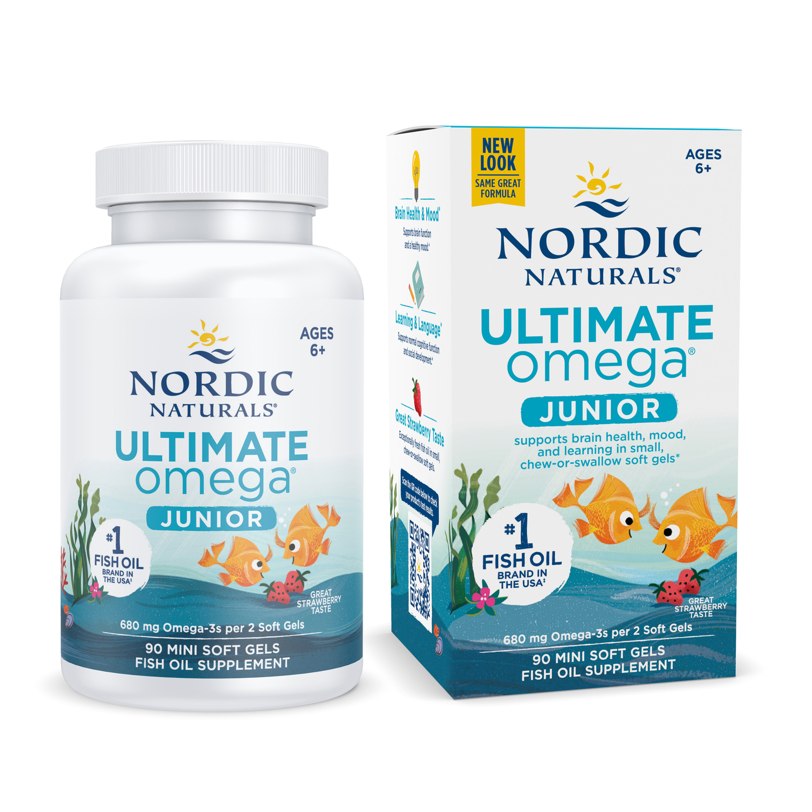 Nordic Naturals Ultimate Omega Junior - Strawberry Soft Gel for Kids, 90 Ct