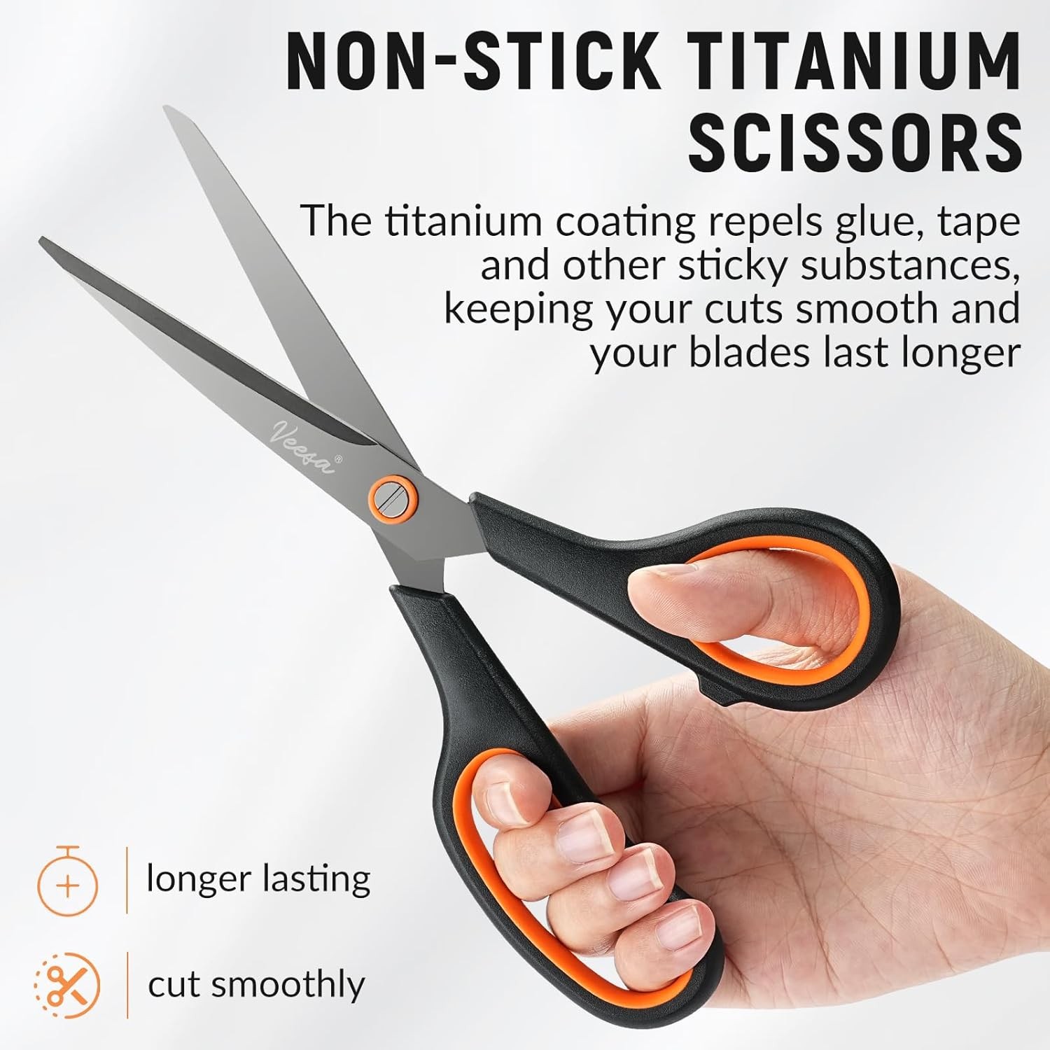 3 Pack Titanium Scissors All Purpose (5.5’’, 7.5’’, 8.5’’), Ergonomic Grip,