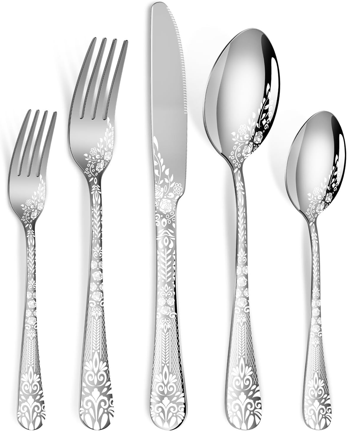40-Piece Silverware Set, Stainless Steel Flatware Cutlery Set Service for 8, Ut