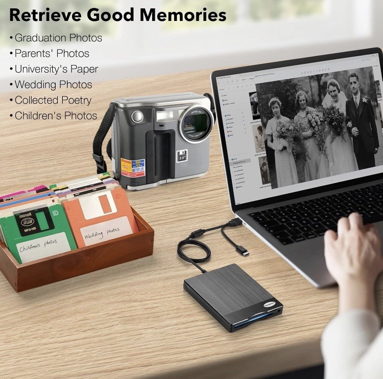 Floppy Disk Reader 3.5 inch USB Floppy Disk Drive External 3 1/2 Floppy disc USB