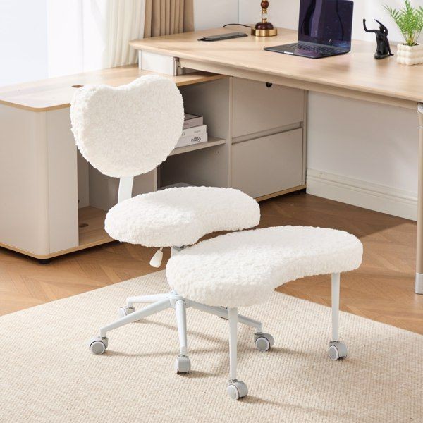 Artificial rabbit hair Meditation Chair Plus, Cross Legged Chair with Wheels,