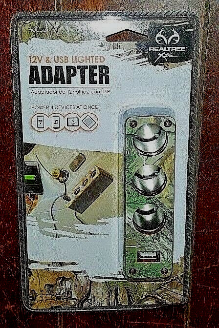 Realtree Xtra 12V & USB Lighted Adapter ~Power 4 Devices at Once~ Item #10050