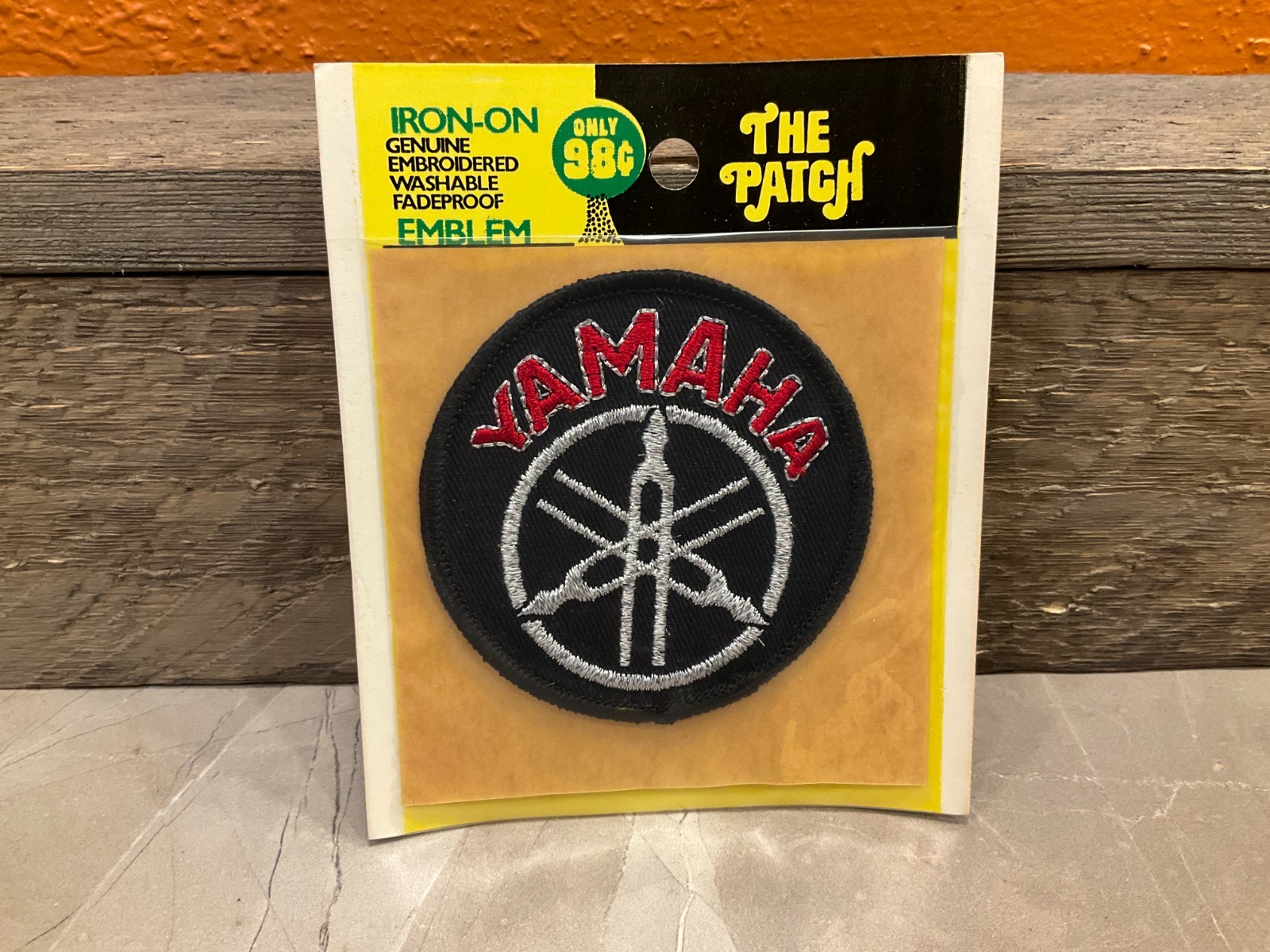 Vintage NOS Yamaha Motorcycle Embroidered Iron-on Patch 3" Black Round Circle
