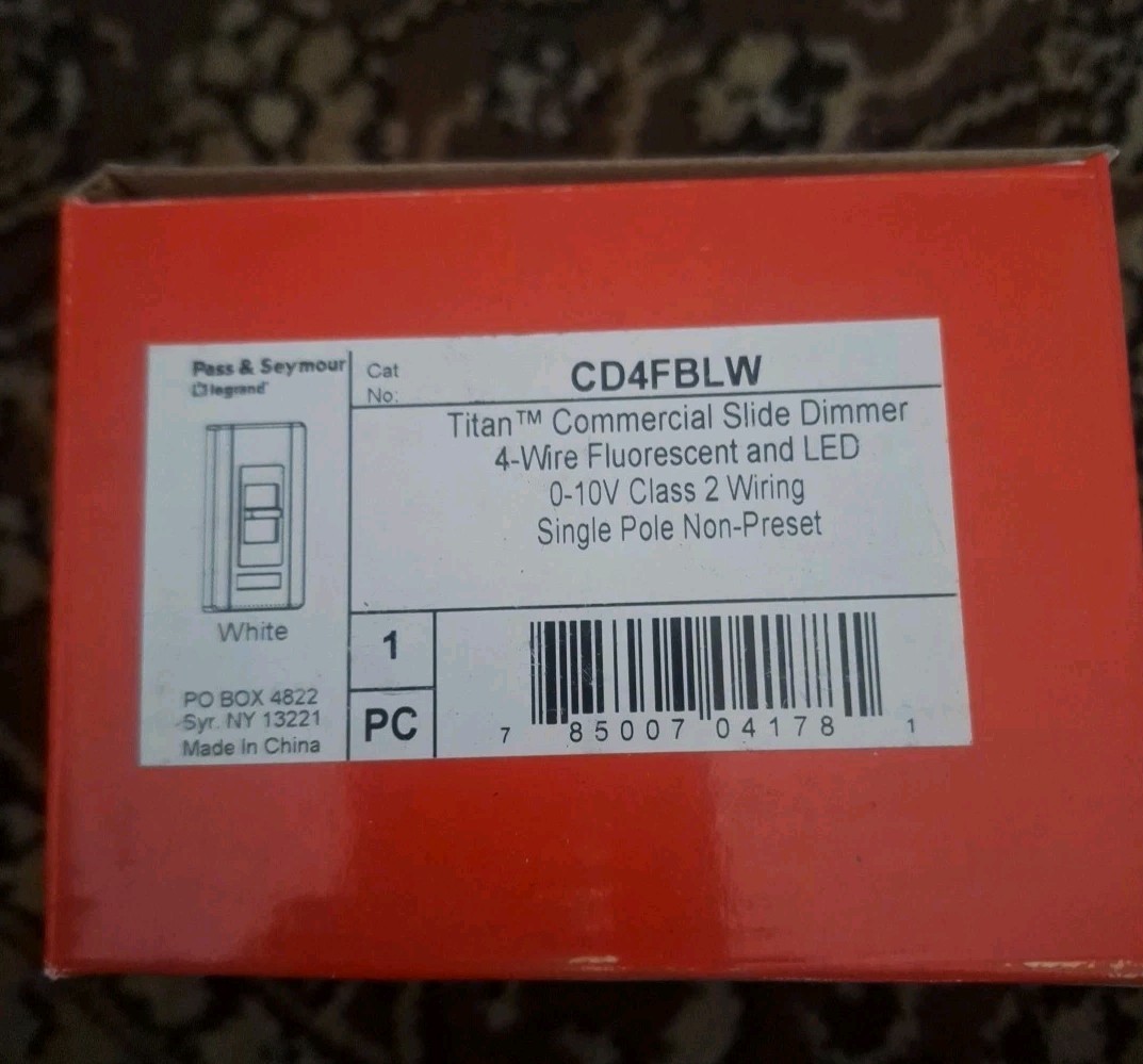 Pass & Seymour Legrand Titan Commercial Slide Dimmer White New in Box CD4FBLW