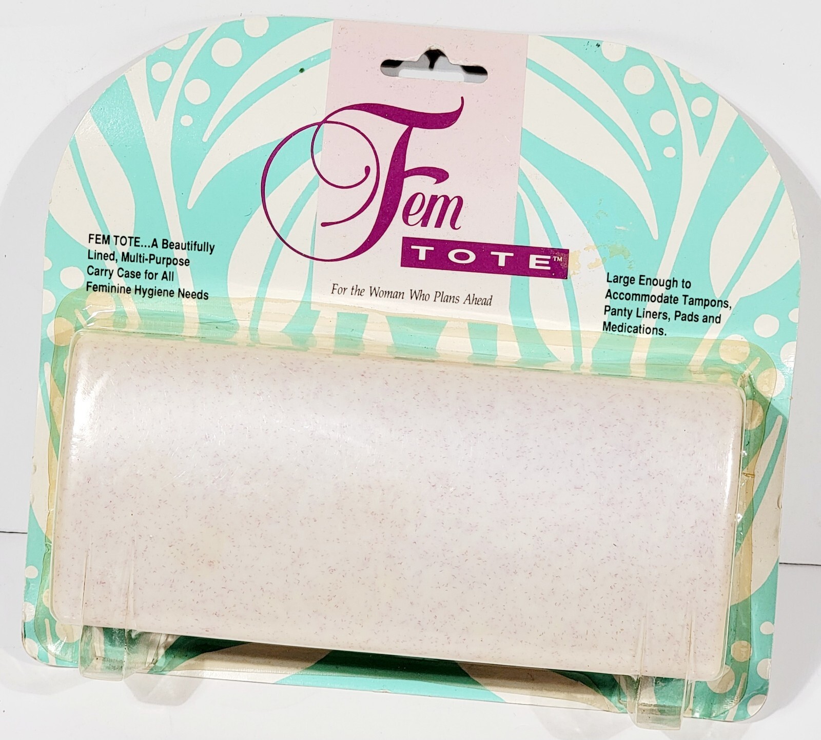 Vintage 1992 White Fem Tote Feminine Carrying Case. Tampons Panty Liners Pads