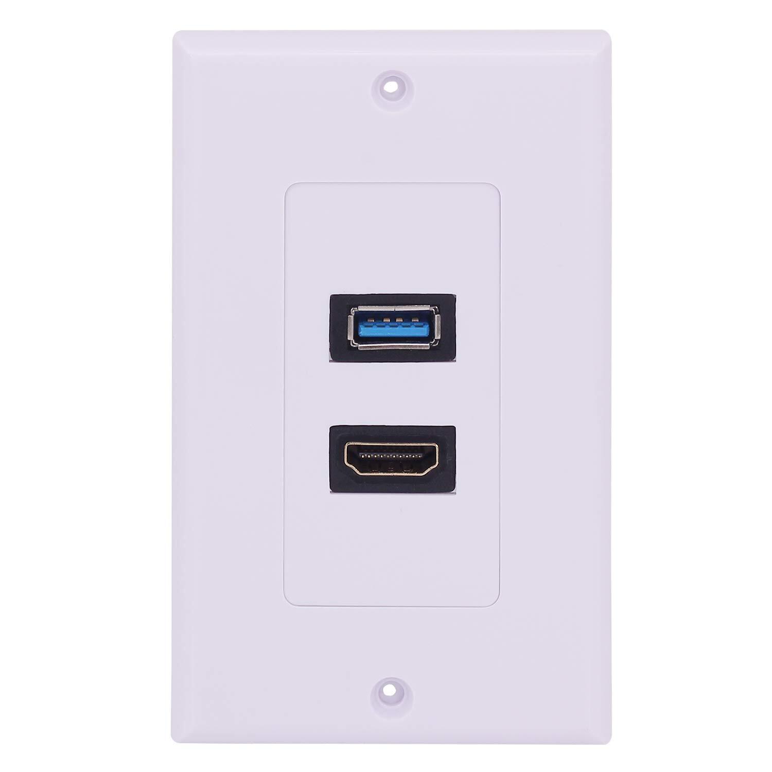 Hdmi Usb 3.0 Wall Plate 1 Port Hdmi Female + 1 Port Usb Female Video Component C
