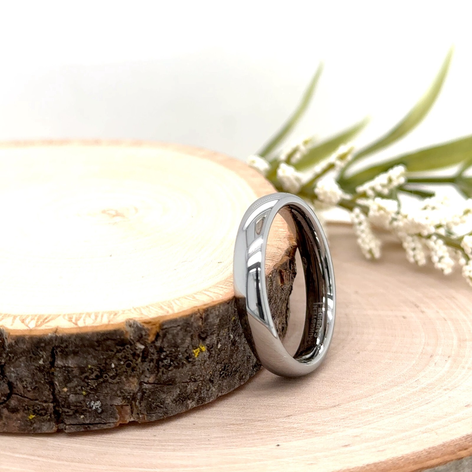 Step Edges Scratch-Proof Ring For Christmas Silver Tungsten 4mm Comfort Fit Band