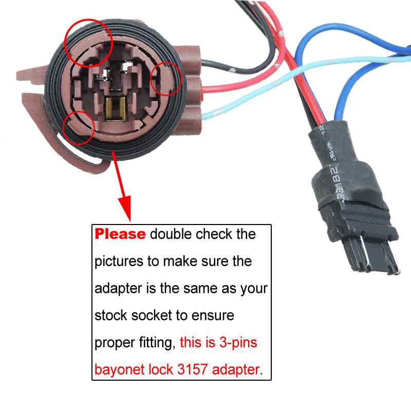 2pcs 3157 4157 Hyper Flash Fix No Error Wiring Adapter for LED Turn Signal Light