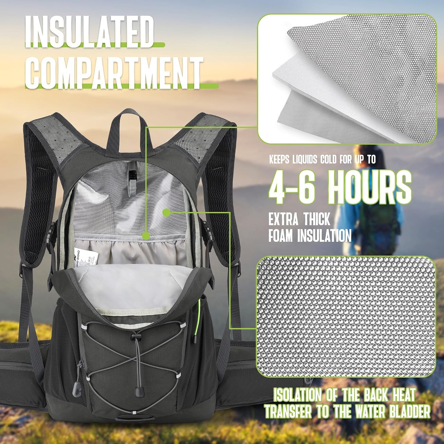 Hydration Backpack,18L Hiking Backpack w/ 3L Water Bladder|Multipurpose Backpack