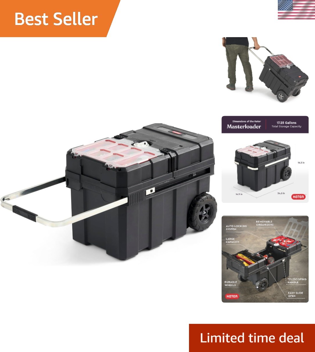 Masterloader Resin Rolling Tool Box with Locking System and Removable Bins – ...
