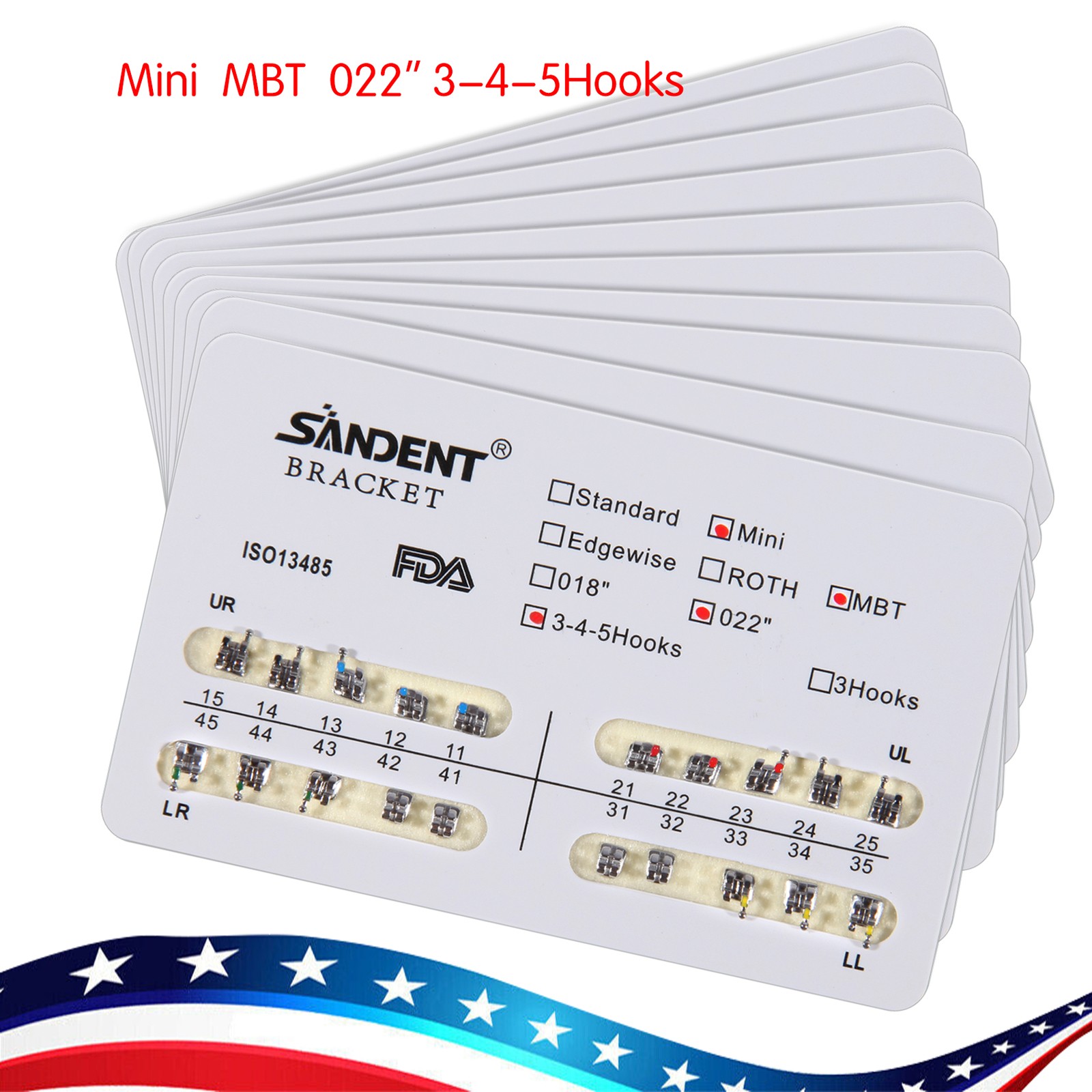 Dental Orthodontic Braces Brackets Metal Mini MBT.022 Hooks 345