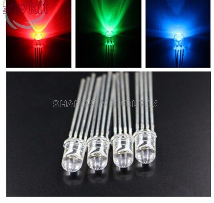 20pcs 5mm RGB 4pin tri-color common cathode LED light red green blue New