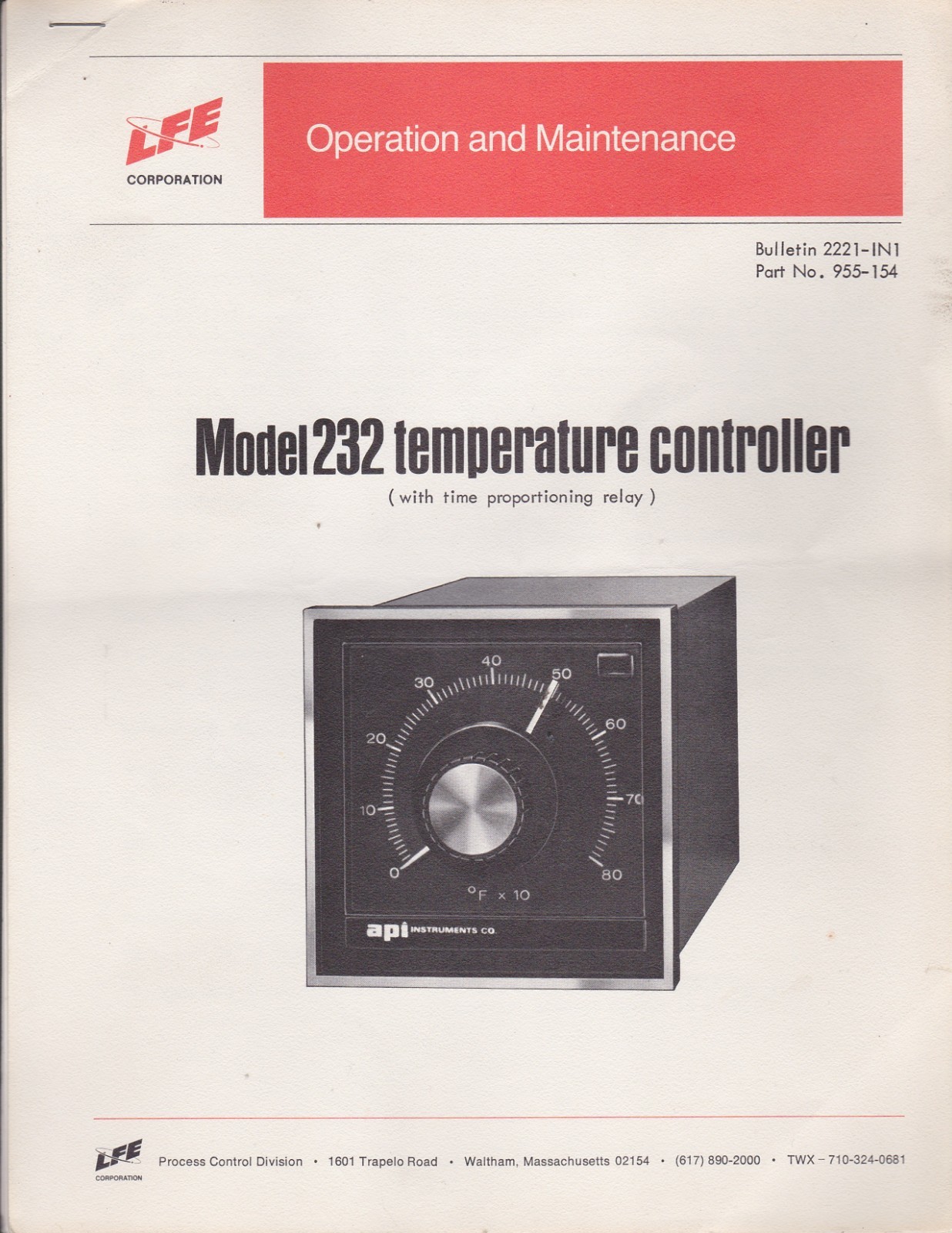 Operation & Maintenance Manual model 232 Temperature controller