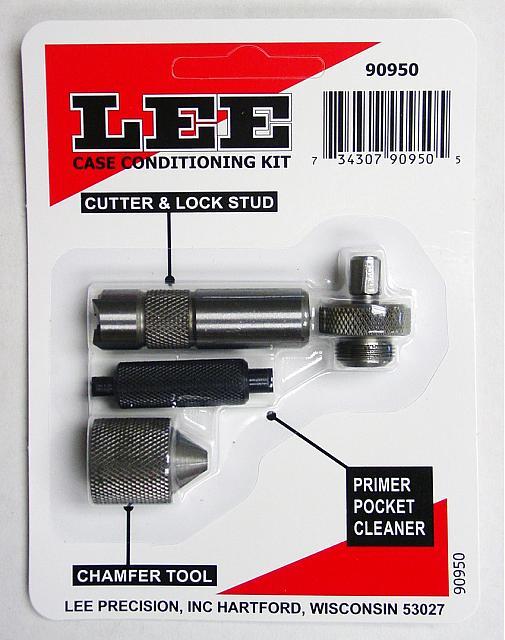 LEE 90950 Lee Case Conditioning Kit Case Cutter, Lock Stud,Chamfer & Primer