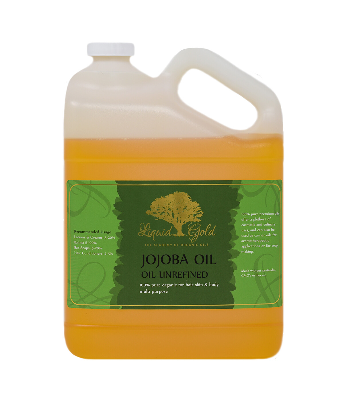 Liquid Gold Jojoba Oil Pure & Organic for Hair Skin & Body Multi Purpose Gallon