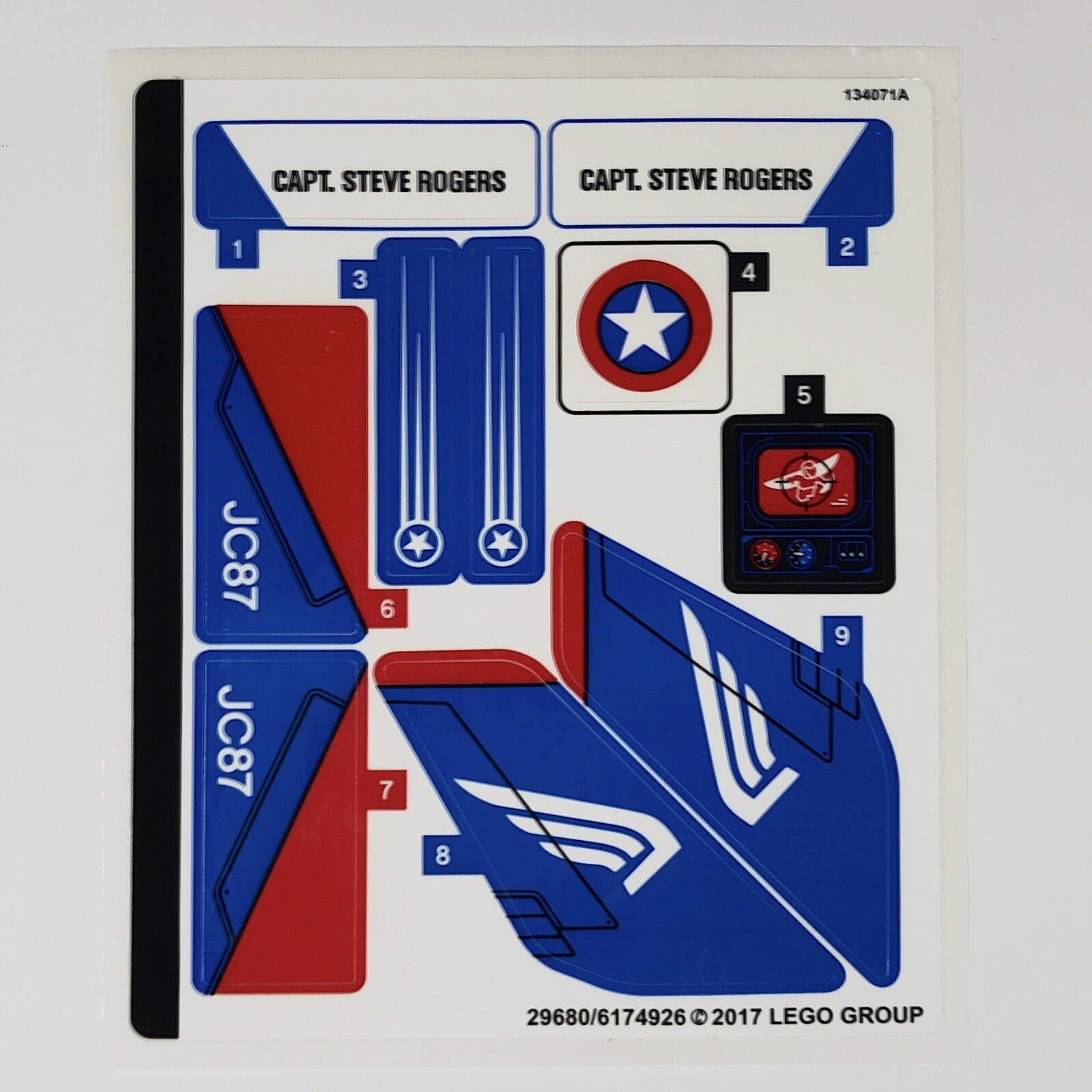 LEGO STICKER SHEET 76076 Captain America Jet Pursuit Avengers Stickers Decals