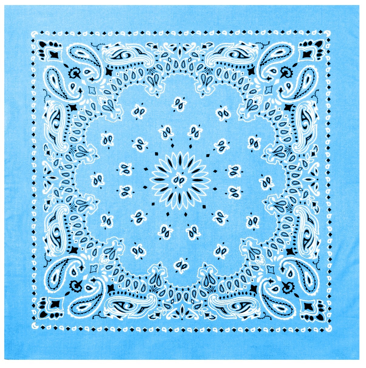 Rothco Jumbo Trainmen Paisley Bandana Cotton Light Blue Headwrap FaceCover 27X27