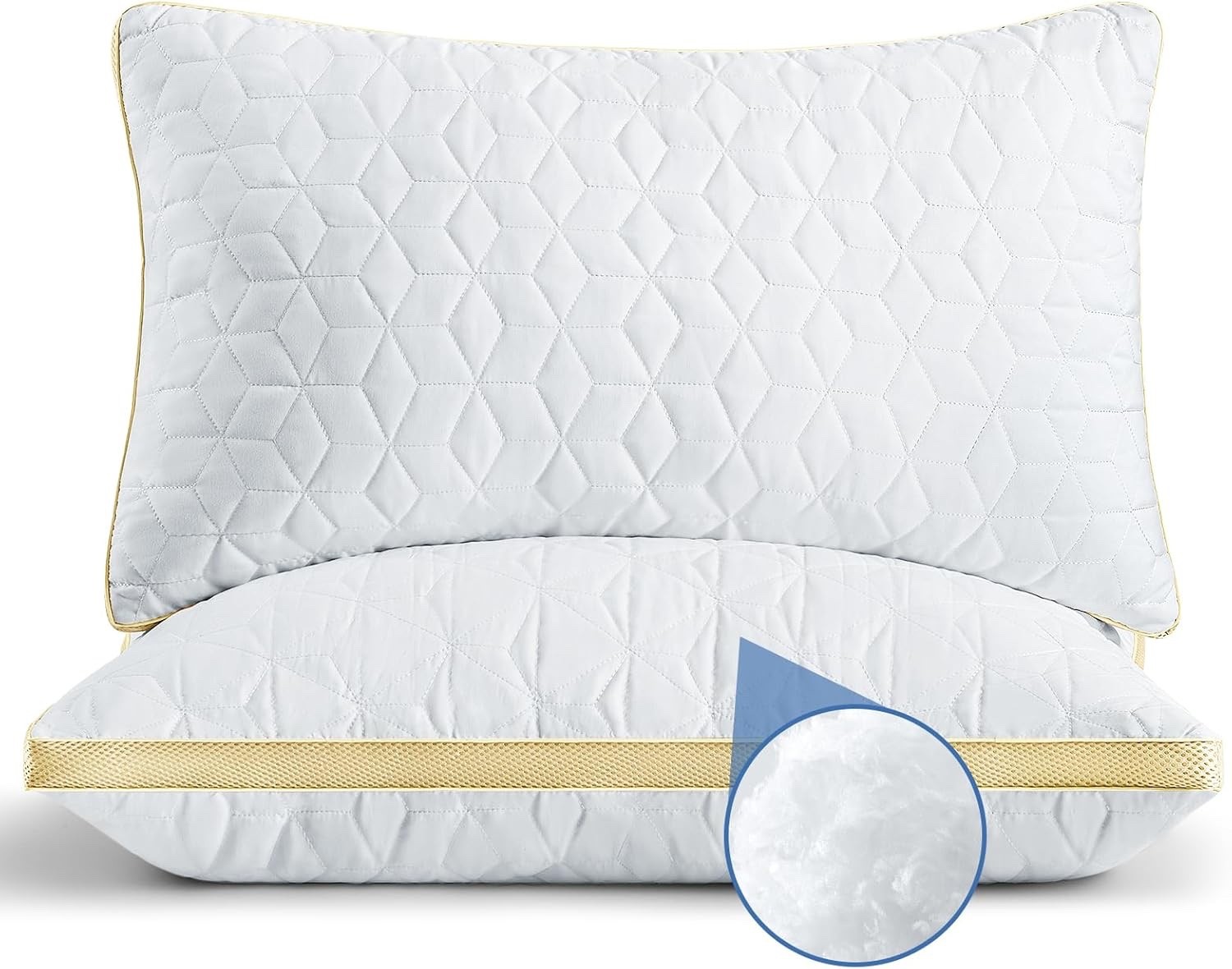 Mislili Pillows Standard Size Set 2, Standard 2 Pack Washable (GOLD)