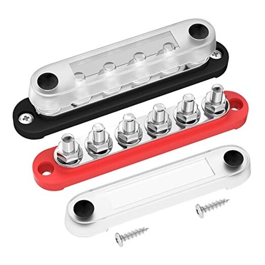 12V Bus Bar 6 x 5/16" (M8) Terminal Studs 12 Volt Power Distribution 150A