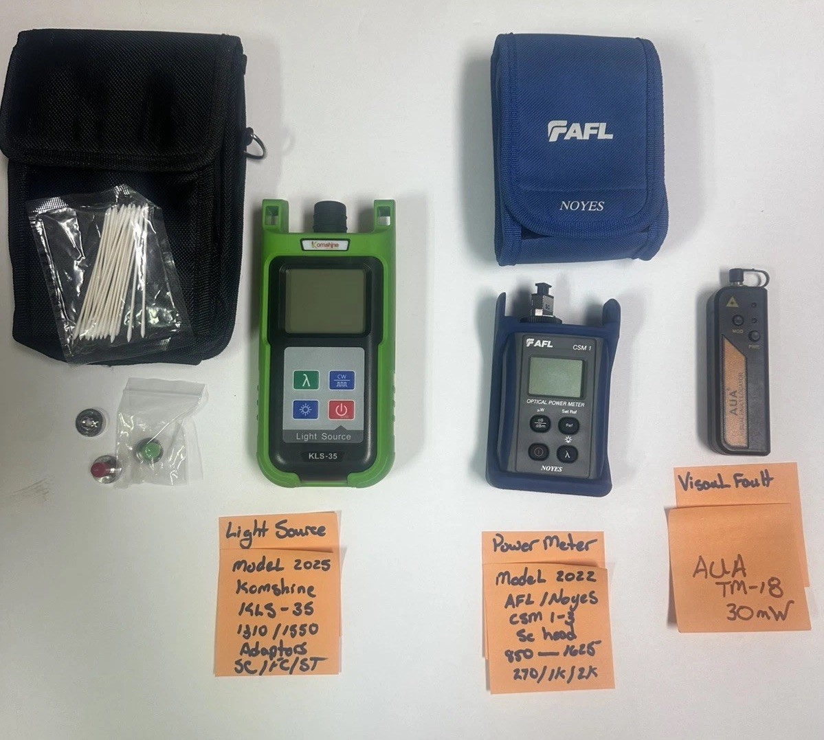 AFL Noyes CSM 1-3 Power Meter/Komshine KLS-35 Fiber Light Source/ Visual Fault