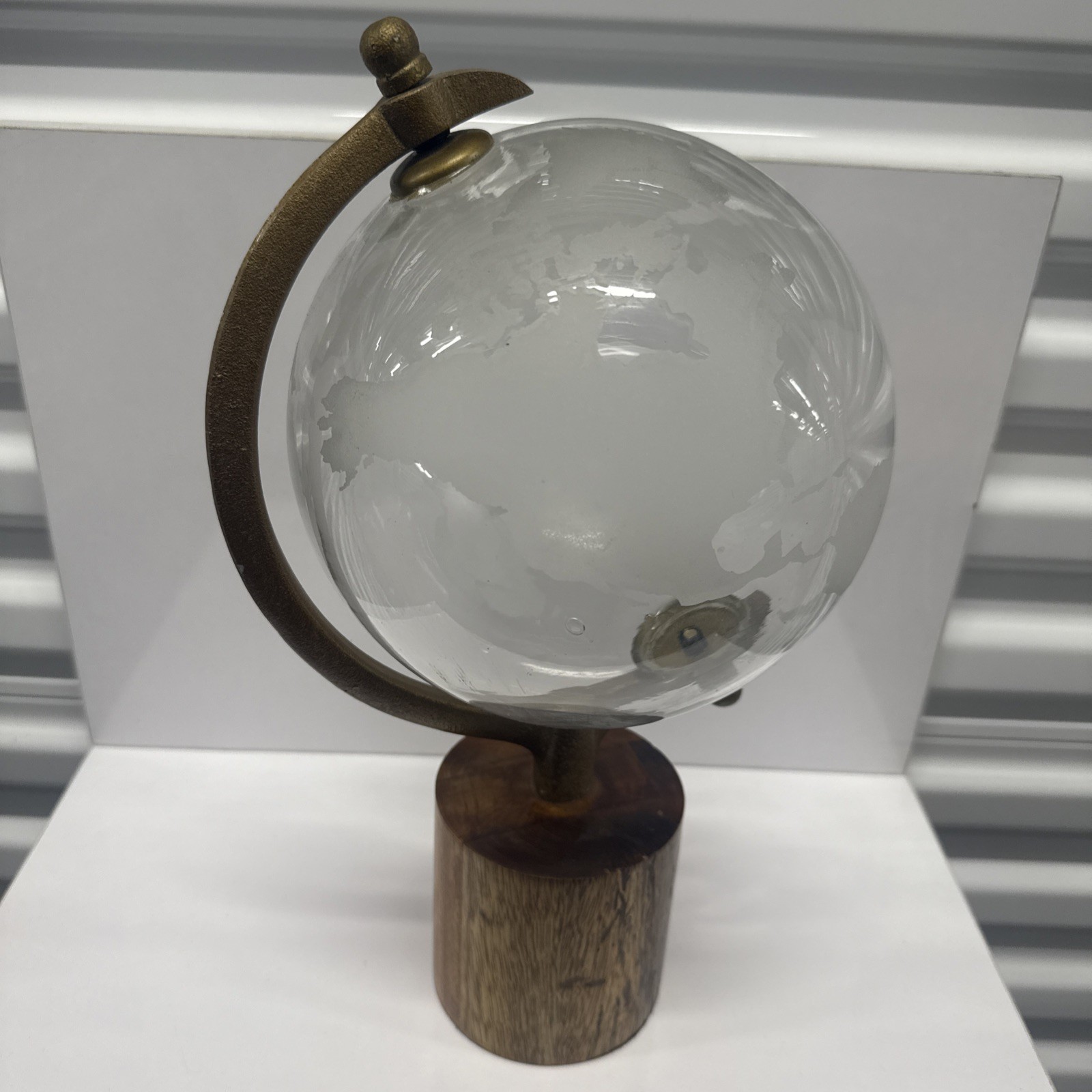 Decorative Frosted Glass Globe wooden base 14" Tall Drexel Heritage