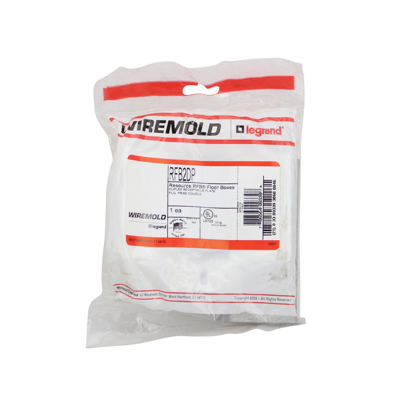 WIREMOLD LEGRAND RFB2DP RFB2 SERIES INTERNAL DUPLEX RECEPTACLE BRACKET
