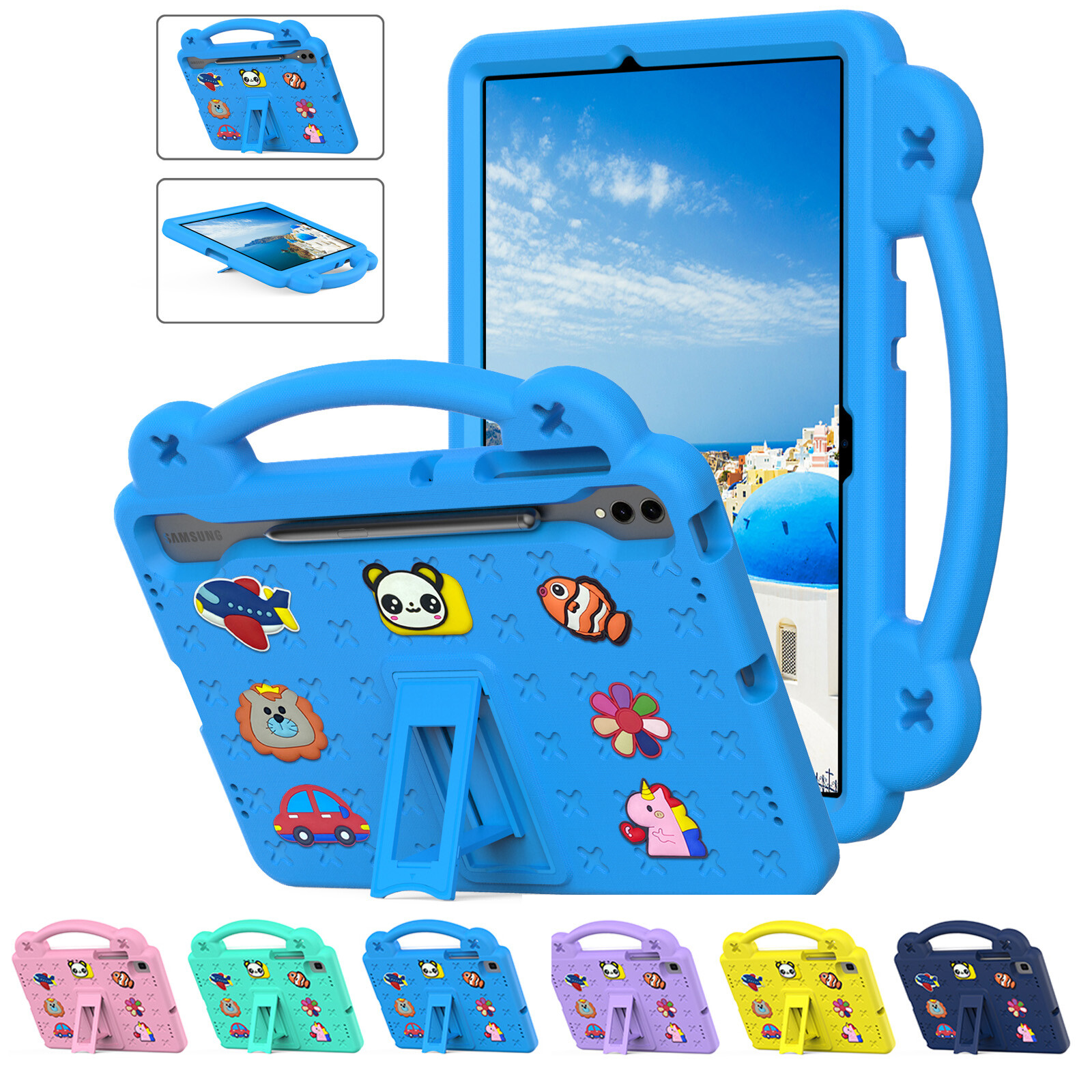 For Samsung Galaxy Tab A9+/S9 FE+/S10+/S9+/S8/S7 Handle Stand Kids Silicone Case