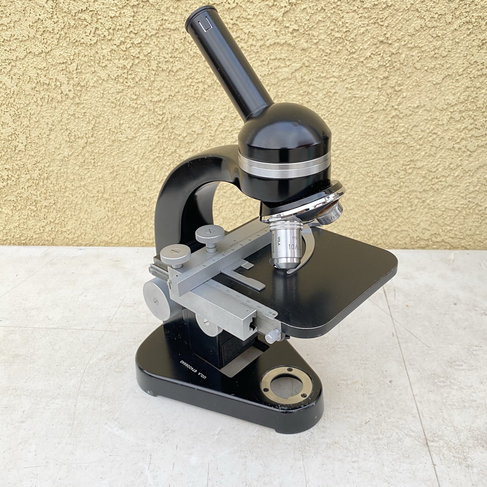 Ernst Leitz Wetzlar Laboratary Microscope Germany W/ Three Lenses, Case & Slides
