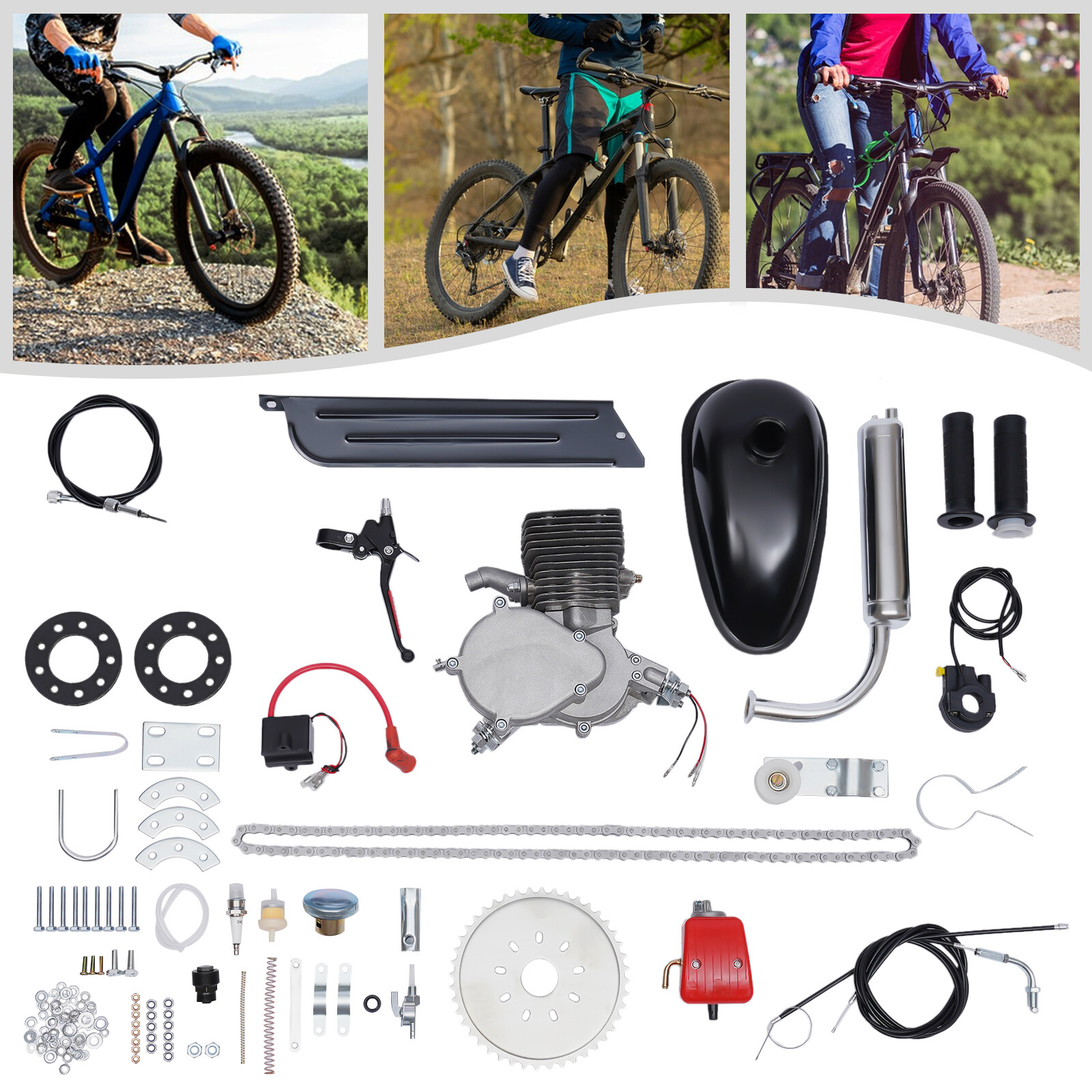 2-Stroke 100cc Bicycle Motor Kit Bike Motorized Petrol Gas Engine Set CDI