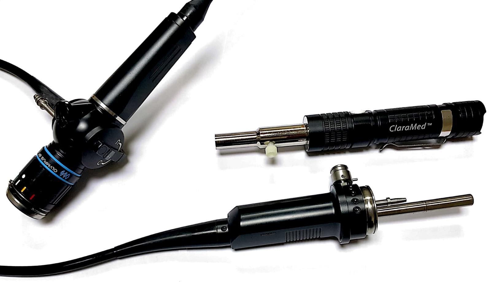 ClaraMed Battery/USB powered light source compatible with Olympus endoscopes. S3